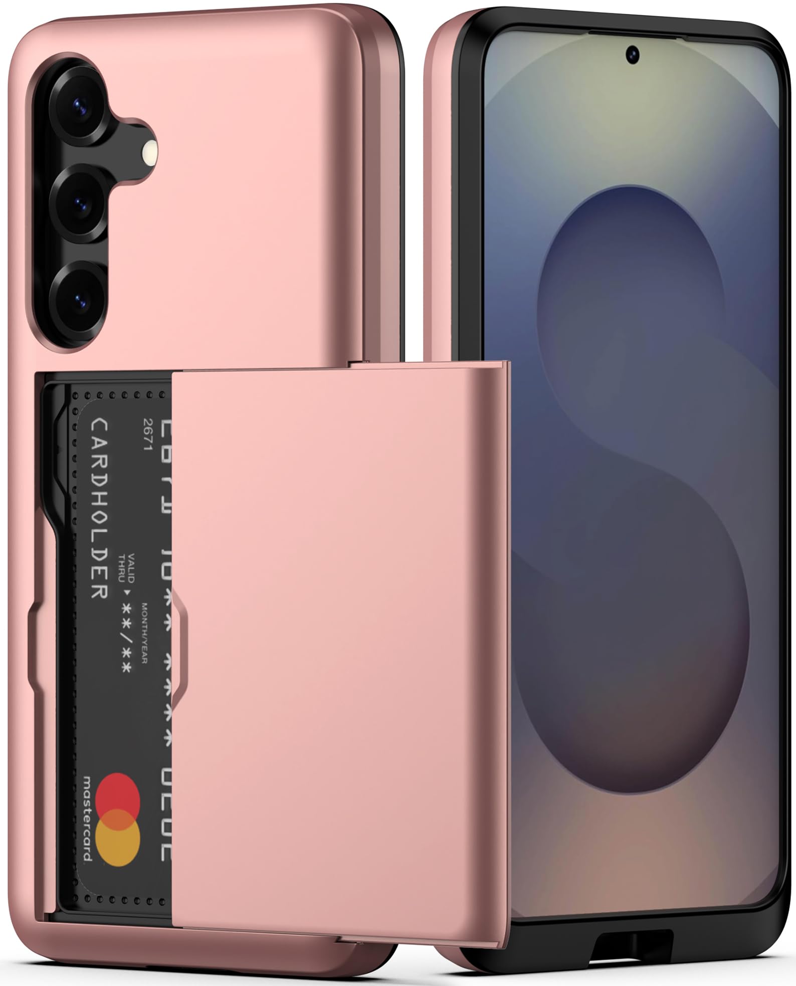 Nvollnoe for Samsung Galaxy S25 Case with Card Holder Dual Layer Heavy Duty Protective Case Hidden Card Slot Slim Wallet Cover for Samsung S25 6.2''(