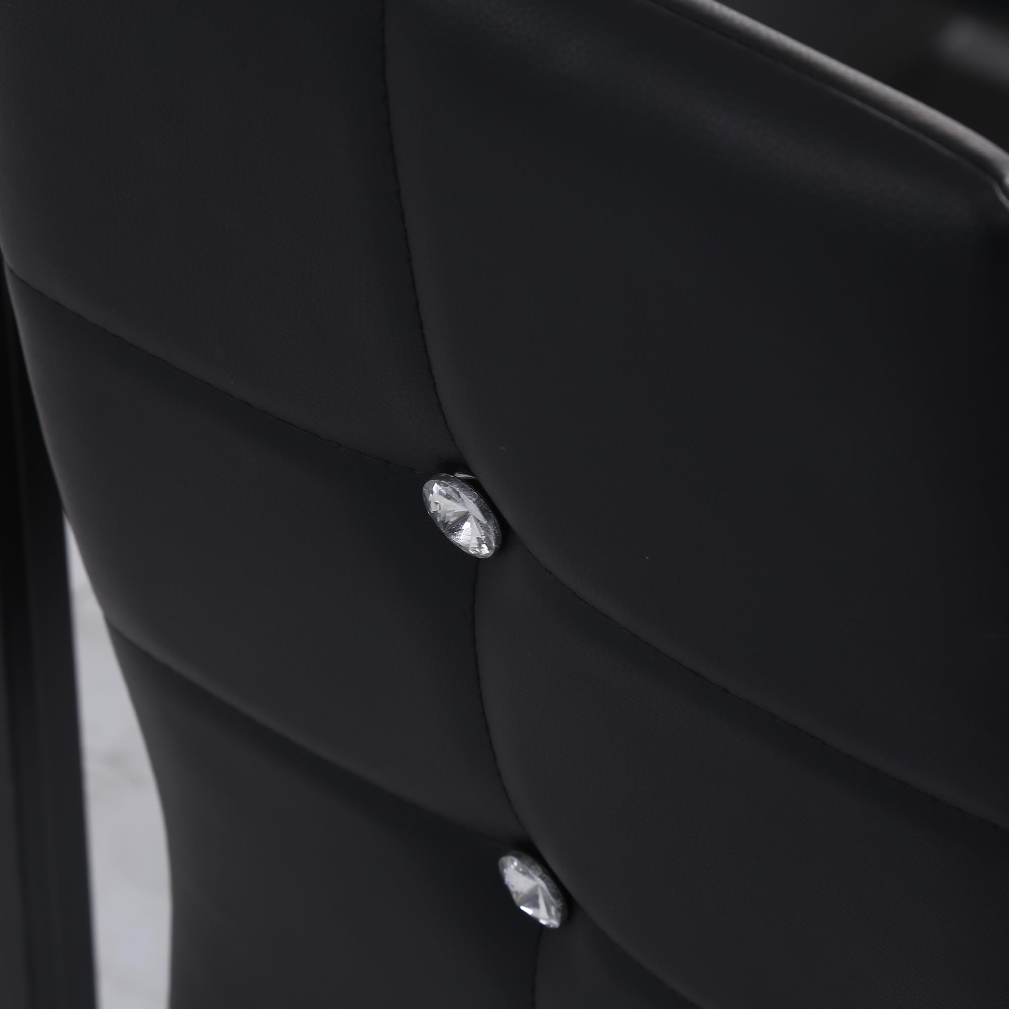 HOMCOM Juego de 6 Sillas de Comedor con Respaldo Alto para Salón Negro | Tapizada en PU, Sillas de Cocina Modernas, Botones, Patas de Acero, Dormitorio