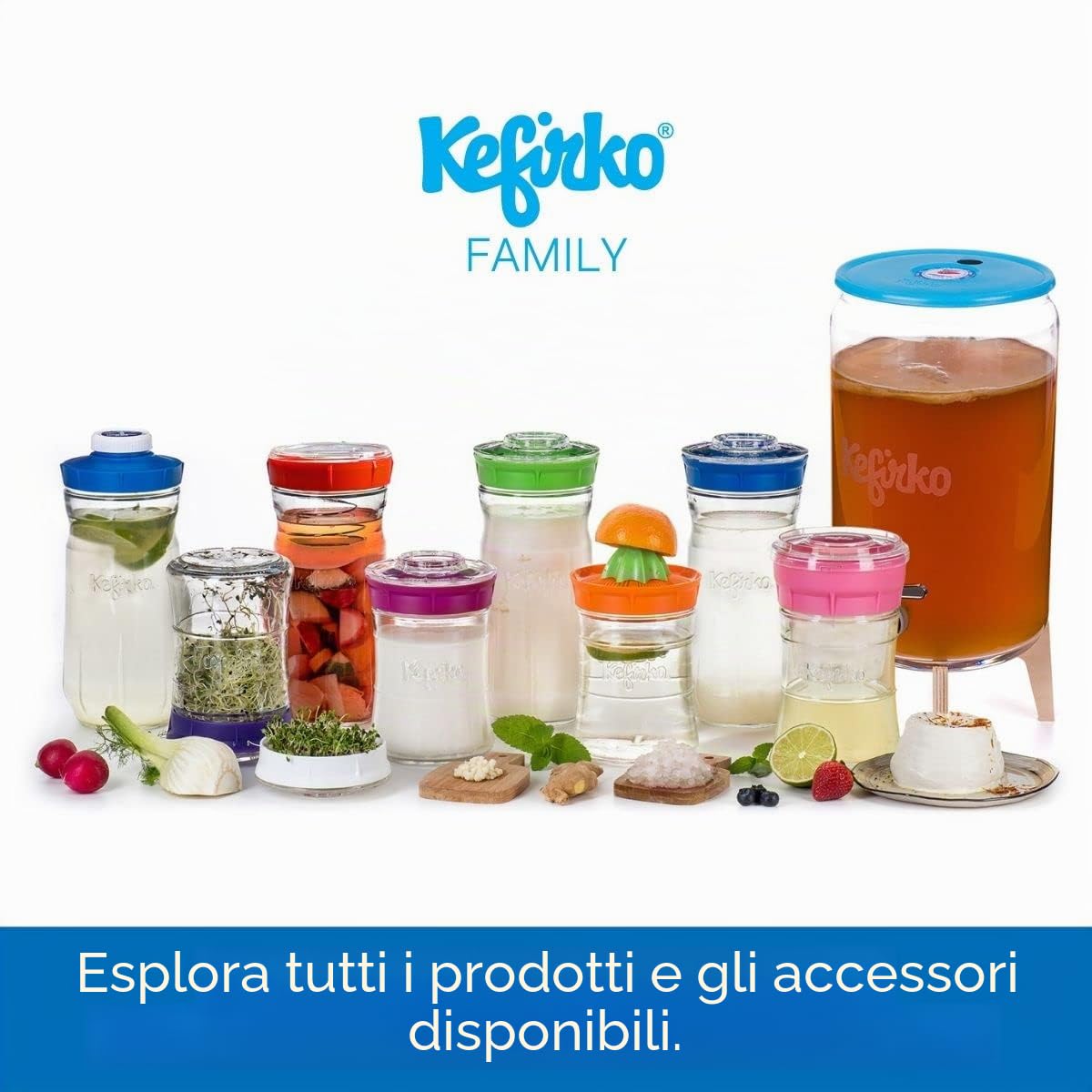 Kefirko Kefir Maker 848ml Set per La Preparazione del Kefir in Casa – Verde