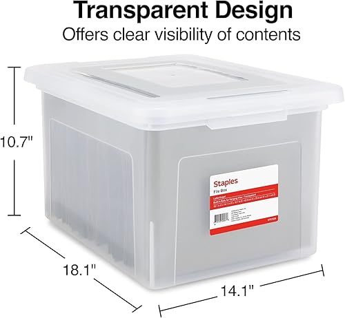 Miniatura 6 de STAPLES Carpeta de archivos colgante, organizador de contenedores de almacenamiento, tapa a presión, documentos de tamaño carta y legal, transparente