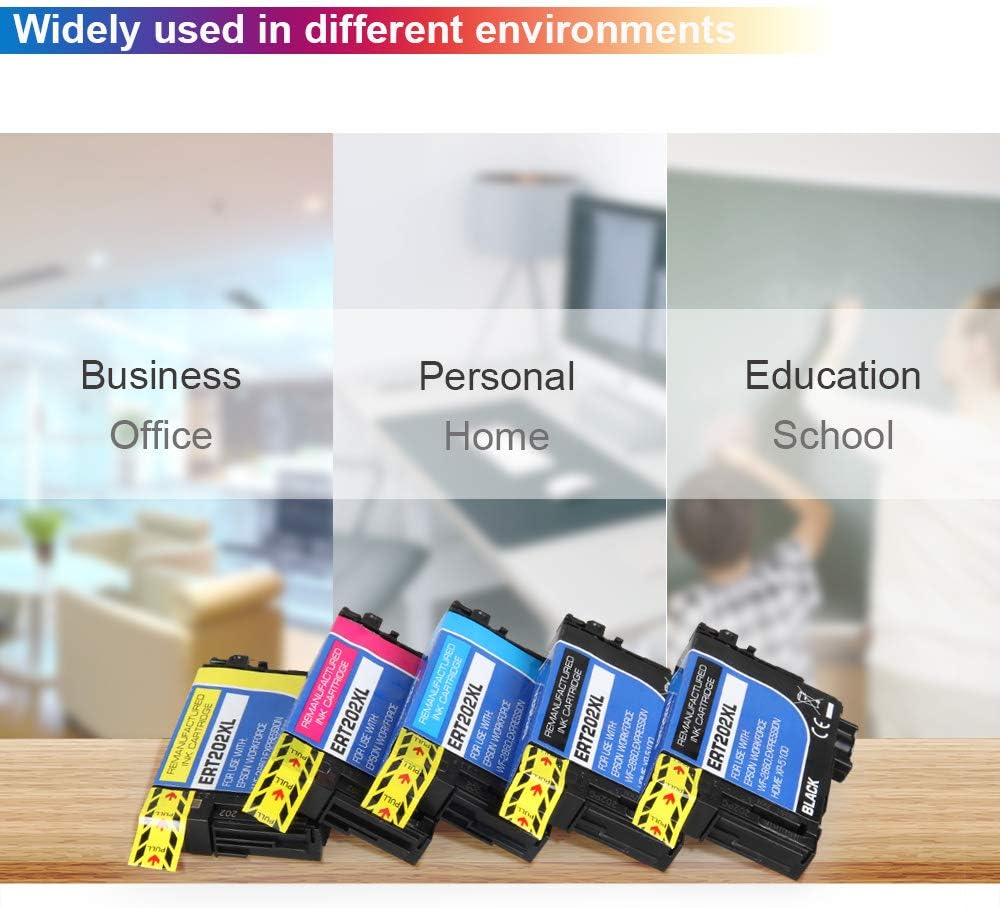 Best Quality 🔥 CHENPHON Remanufactured Ink Cartridge Replacement for Epson 202XL 202 T202XL T202 for use with Epson Expression Home XP-5100 Workforce WF-2860 All-in-One Printer Series 5 Packs (2 BK, 1 C, 1 M, 1 Y)