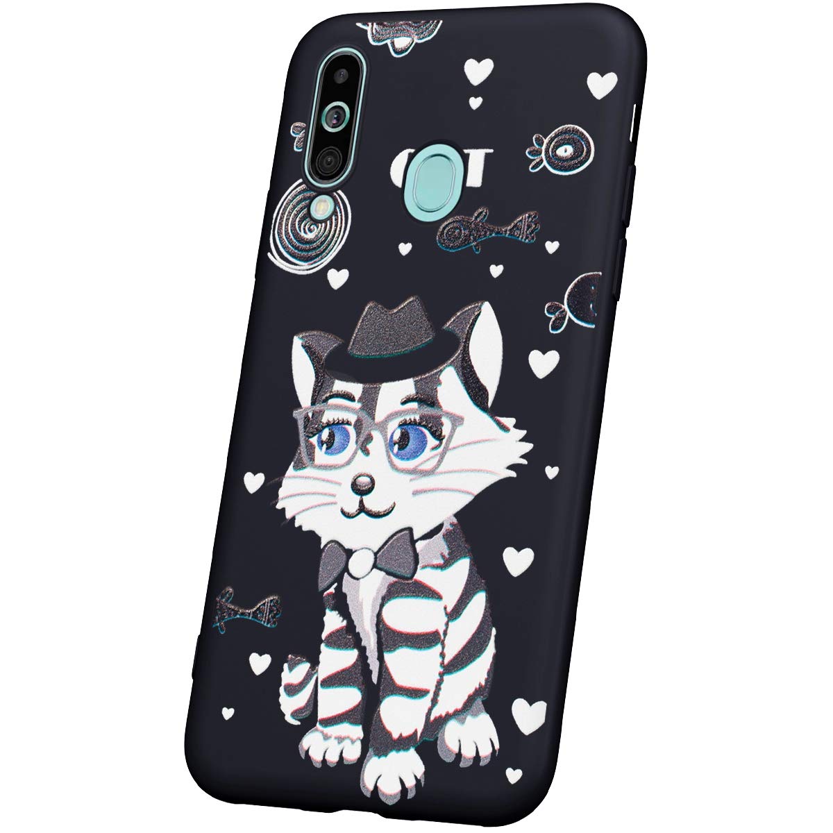 JAWSEU Case Compatible with Samsung Galaxy A60, Bling Cute Pattern Design Soft TPU Silicone Gel Rubber Bumper Case Ultra Thin Flexible Slim Fit Shockproof Protective Skin Case,Cat-1