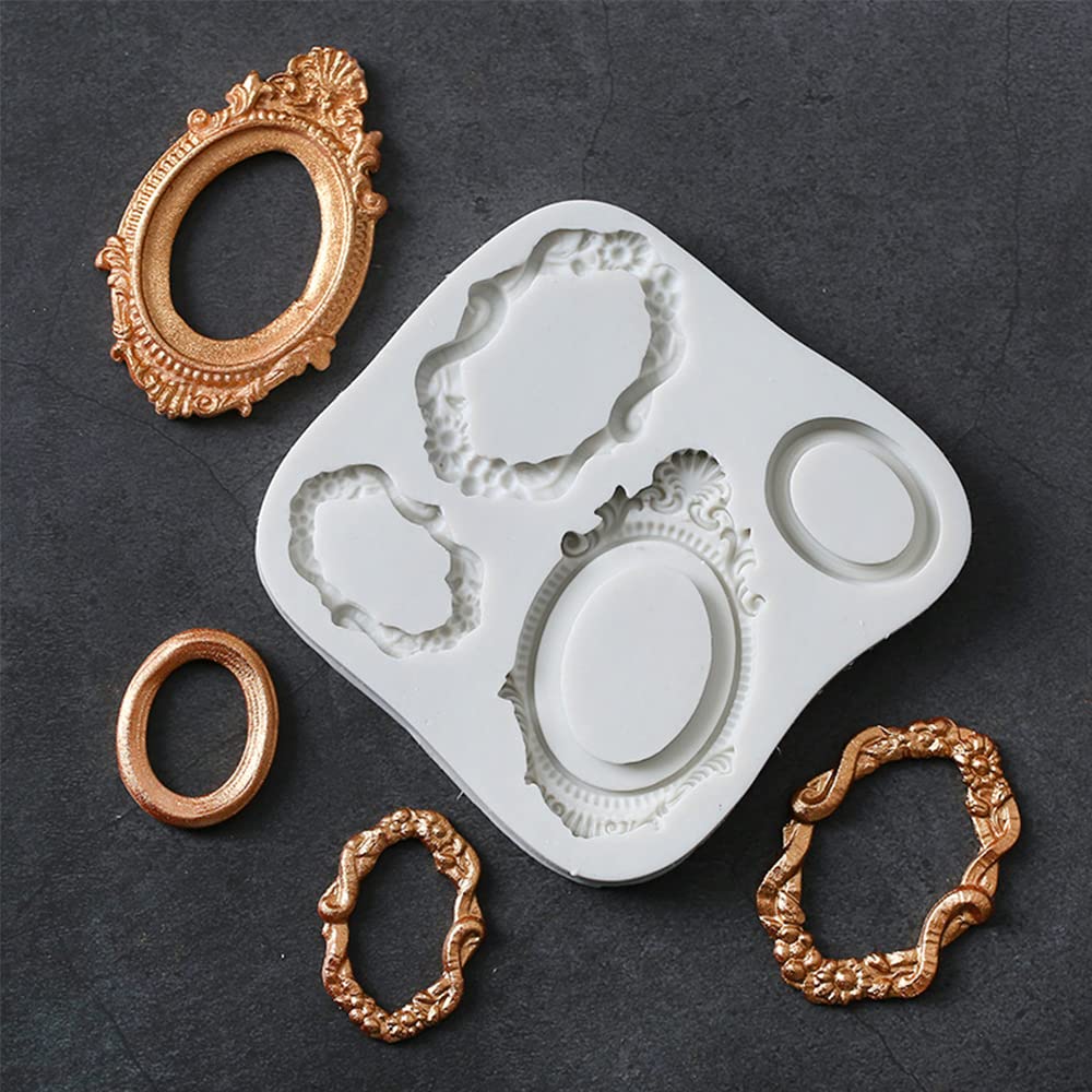 6 Stampi Silicone Per Cornici Torta Stile Barocco - Decorazione 3D Per Fondente, Cioccolato E Biscotti - Foto 5