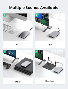 UGREEN 2.5 بوصة غلاف محرك الأقراص الصلبة ، USB C 3.1 Gen2 قارئ قرص SATA الخارجي ، 6 Gbps ، Thunderbolt 3 ، UASP ، SSD Case ، متوافق مع 7 / 9.5mm SATA 2.5 HDD SSD ، MacBook, كمبيوتر محمول ، PS4 ، Xbox ، TV