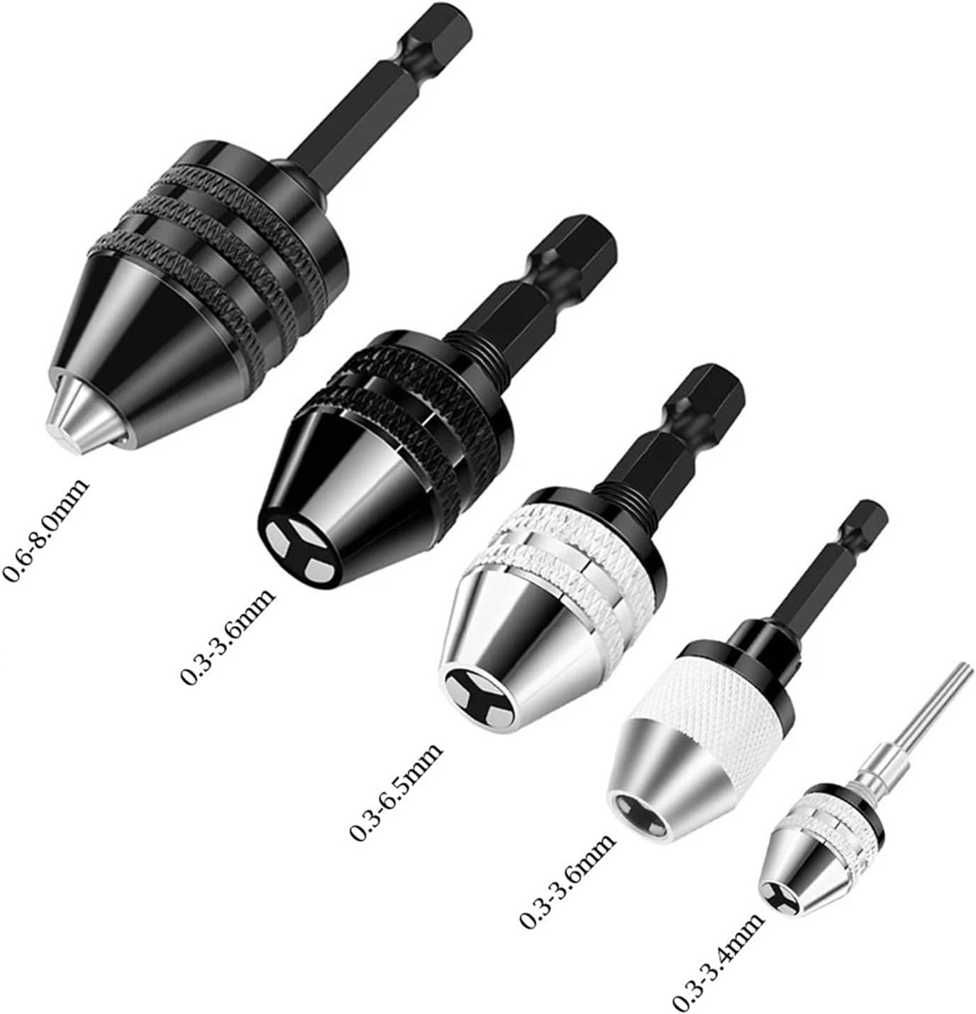 1pcs Drill Chuck Self-Tighten Electric Drill Bits Collet Fixture Tools 1/4" Hex Shank Quick Change Adapter Converter(0.3-3.6mmS)
