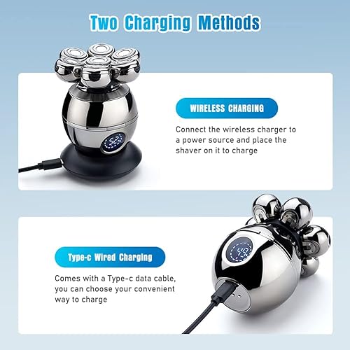 Miniatura 6 de Wjiang - Afeitadoras de cabeza para hombres calvos, afeitadora eléctrica 6 en 1 para hombre, afeitadora eléctrica en seco húmedo y seco,