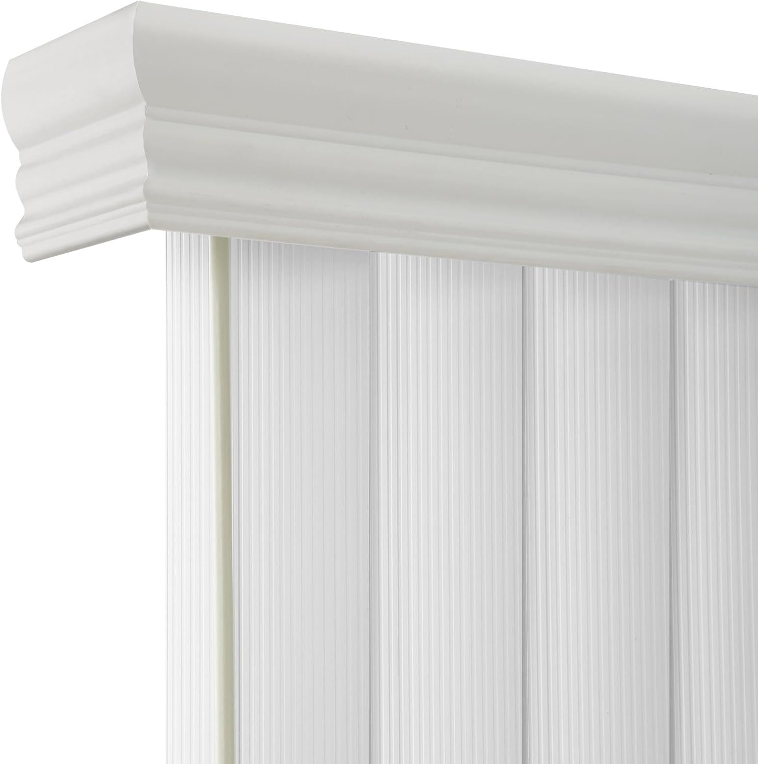 Cordless Vertical Blinds for Sliding Glass Doors, 3.5" Embossed PVC Slats with Matching Valance, Custom Blackout Safety Window Treatment for Patio Door, Bedroom, Office, Strips White