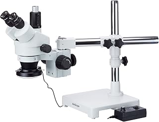 AmScope 3.5X-180X Boom Stand Trinocular Zoom Stereo Microscope with 144-LED Ring Light