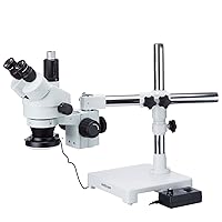 Vista 1 de AmScope 3.5X-45X Soporte de pluma Trinocular Zoom Microscopio estéreo con 144-LED anillo de luz (SM-3TPX-144)