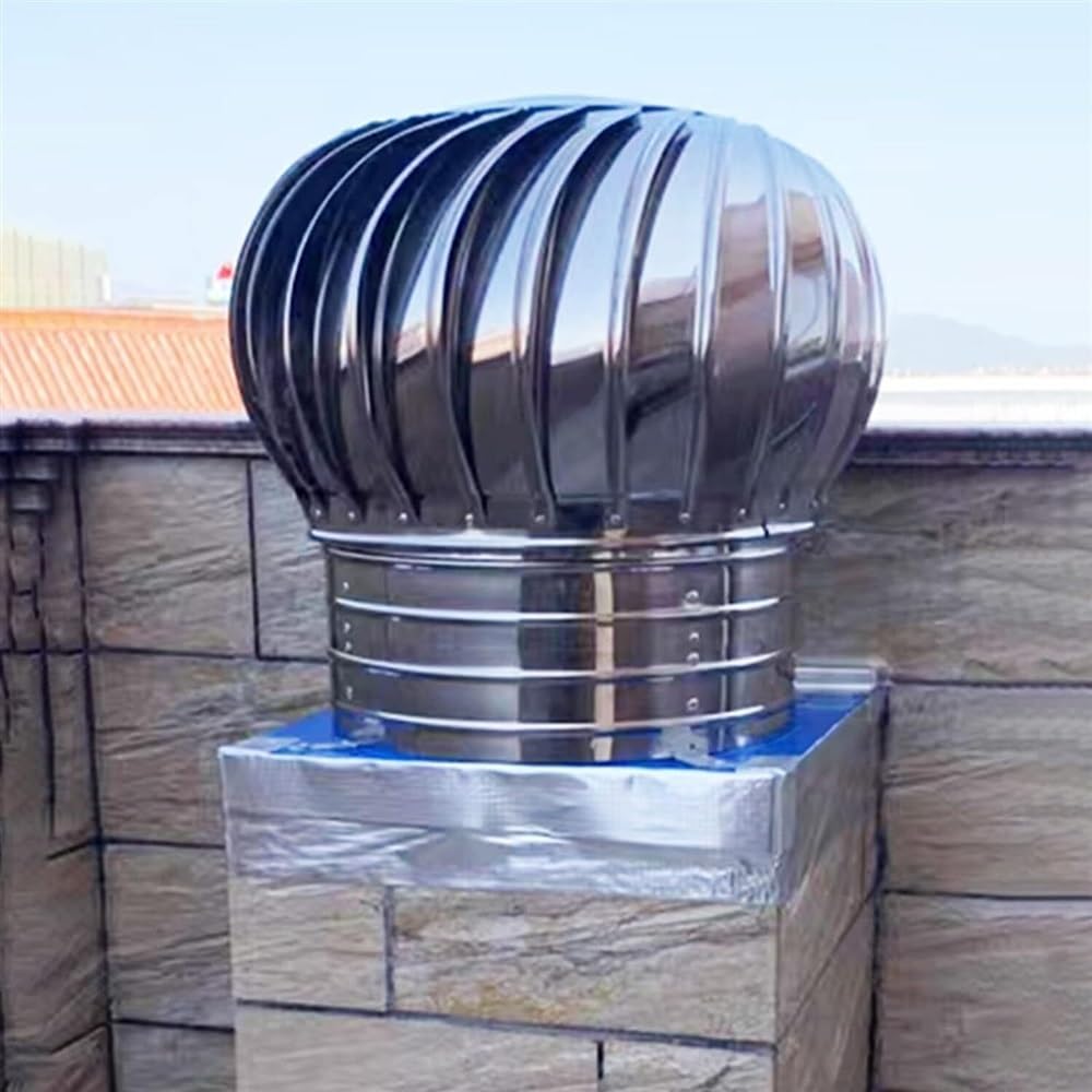 Ykmyxz One Color Chimney Cowl， Turbine Ventilator For Roof Replacement, Stainless Steel Non Power Dryer Vent(400Mm/15.7 In)