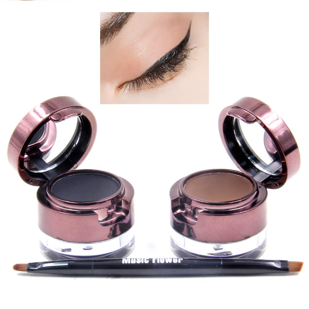 Buy Music Flower 2 In 1 Fascinated Eyebrow&Eyeliner Cream With Brush Waterproof Eye Makeup Brown