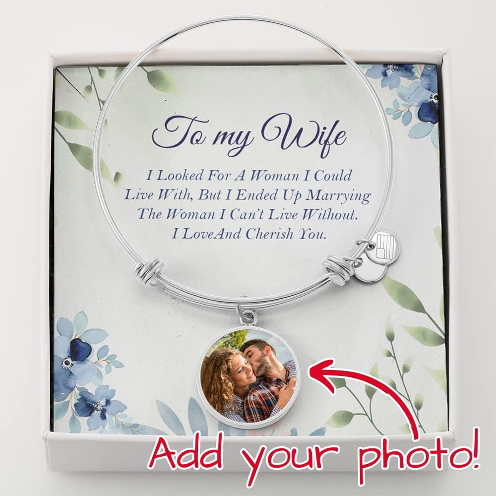 Customized Wife Bracelet, Circle Bangle With Message Card And Gift Box, Gift For My Wife, Gift For Wife Jewelry, Birthday Gift.