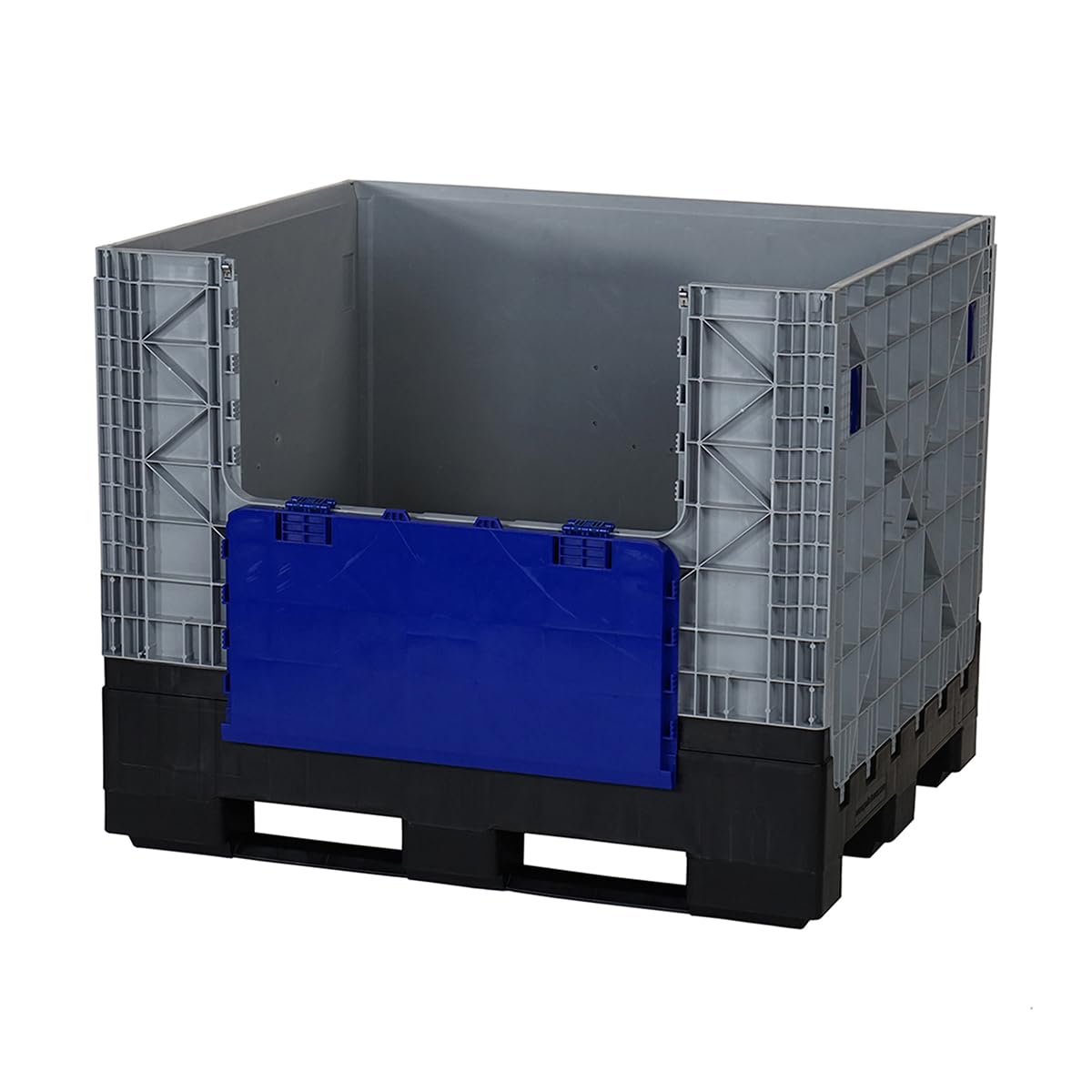 BiGDUG Collapsible Pallet Box - Heavy Duty Plastic Pallet Storage - 975H x 1000W x 1200D mm - Stackable Box Drop Down Doors (Single Door)