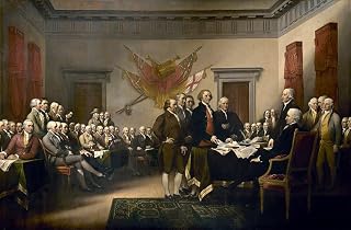 24x36 gallery poster, John Trumbull 's painting, Declaration of Independence , depicting the five-man drafting committee of the Declaration of Independence presenting their work to the Congress. Hoope