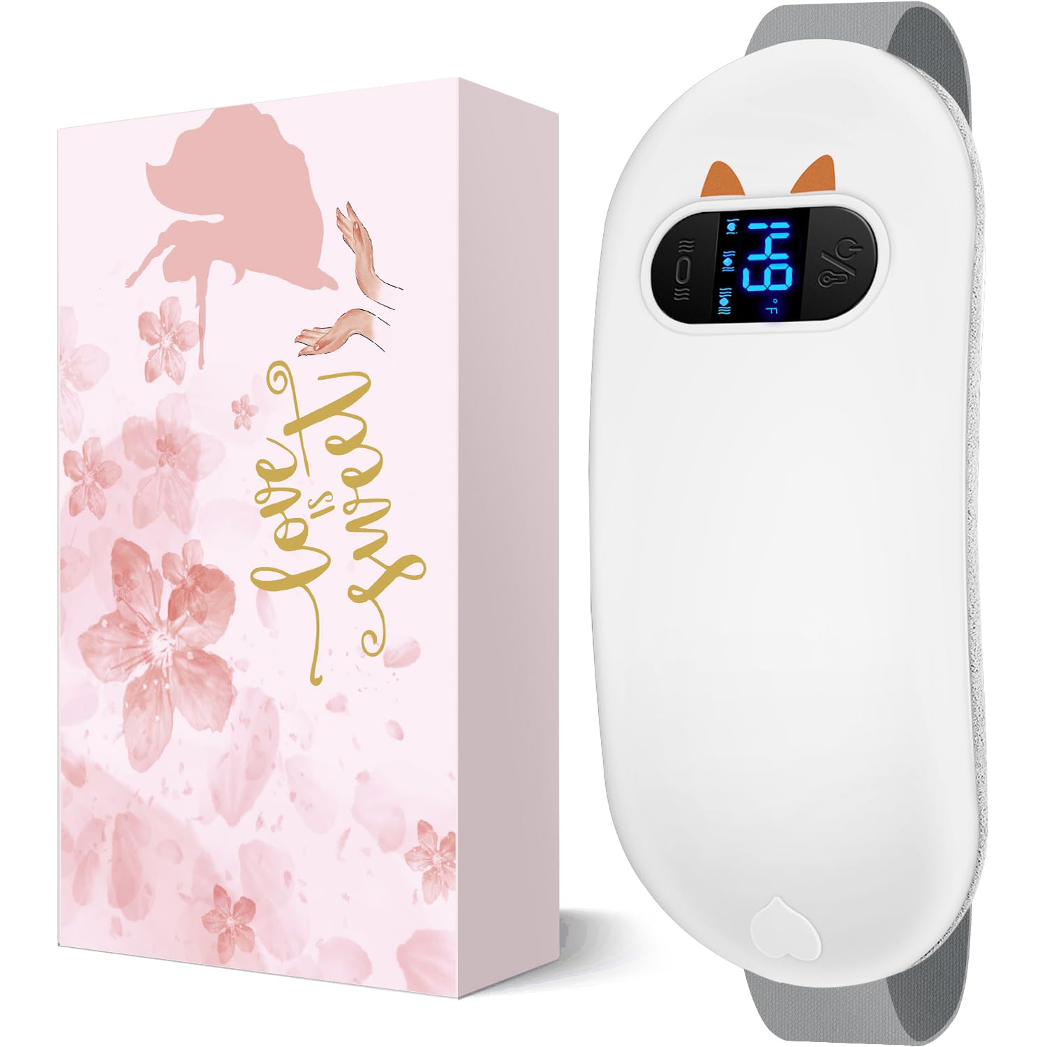 Portable Cordless Heating Pad, Heating Pads for Period Cramps, Back Pain with 6 Heat Levels 6 Massage Modes, Electric Device Belly Wrap Belt for Women Girls(White)