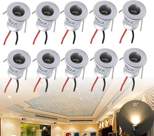 Miniatura 1 de Quentacy DC12V 1W Mini foco LED para joyas para interiores mostrador de techo luz empotrada para caravana micro lectura blanco cálido carcasa negra