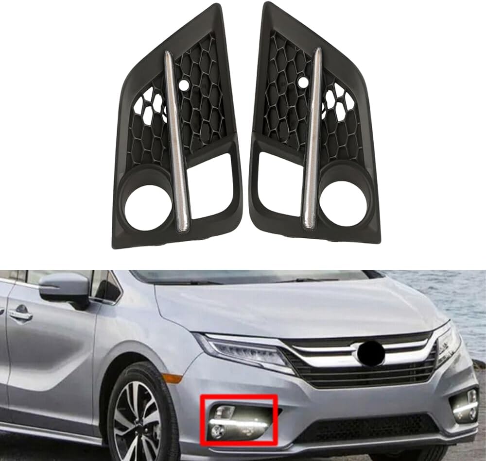 Lower Bumper Turn Signal Lamp Front Fog Light, 2018-2020 Compatible with Honda Odyssey, Amber Turn Signal Light w/LED White DRL Driving Fog Lamp