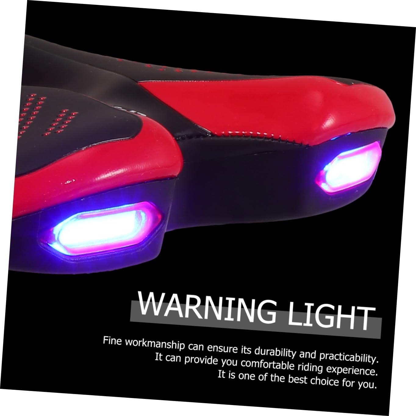 Selle de Vélo Confortable avec Lumière Arrière, Coussin en PU Antichoc pour VTT, Siège Ergonomique Noir et Rouge pour Cyclisme en Extérieur
