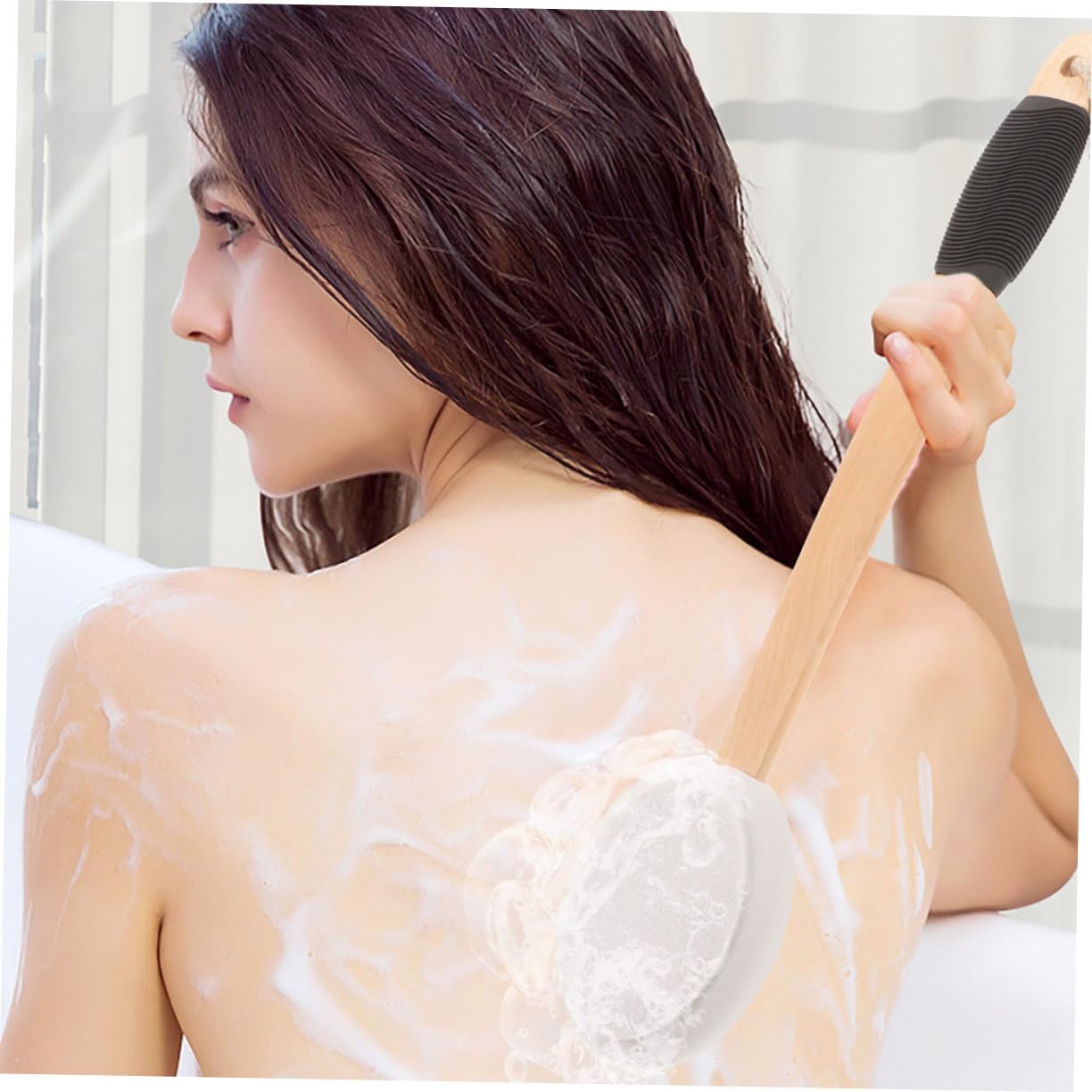 Moisturizer Applicator Set Bath Brush with Back Applicator Wand for Legs Back Boys and Girls Sunscreen Tanning Lotion Mitt