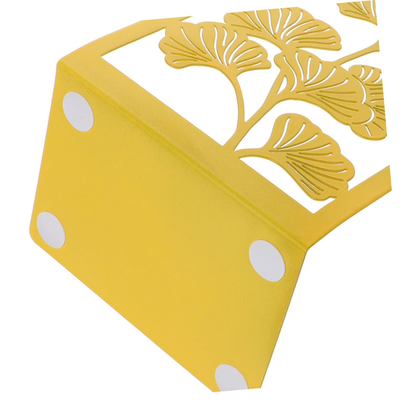 Buchstützen in Ginkgoblatt Form, 4 Stück aus Metall, Gold