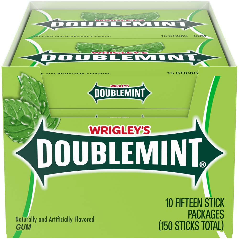 WRIGLEY'S DOUBLEMINT Mint Gum Chewing Gum Bulk Pack, 15 Stick (Pack of 10)