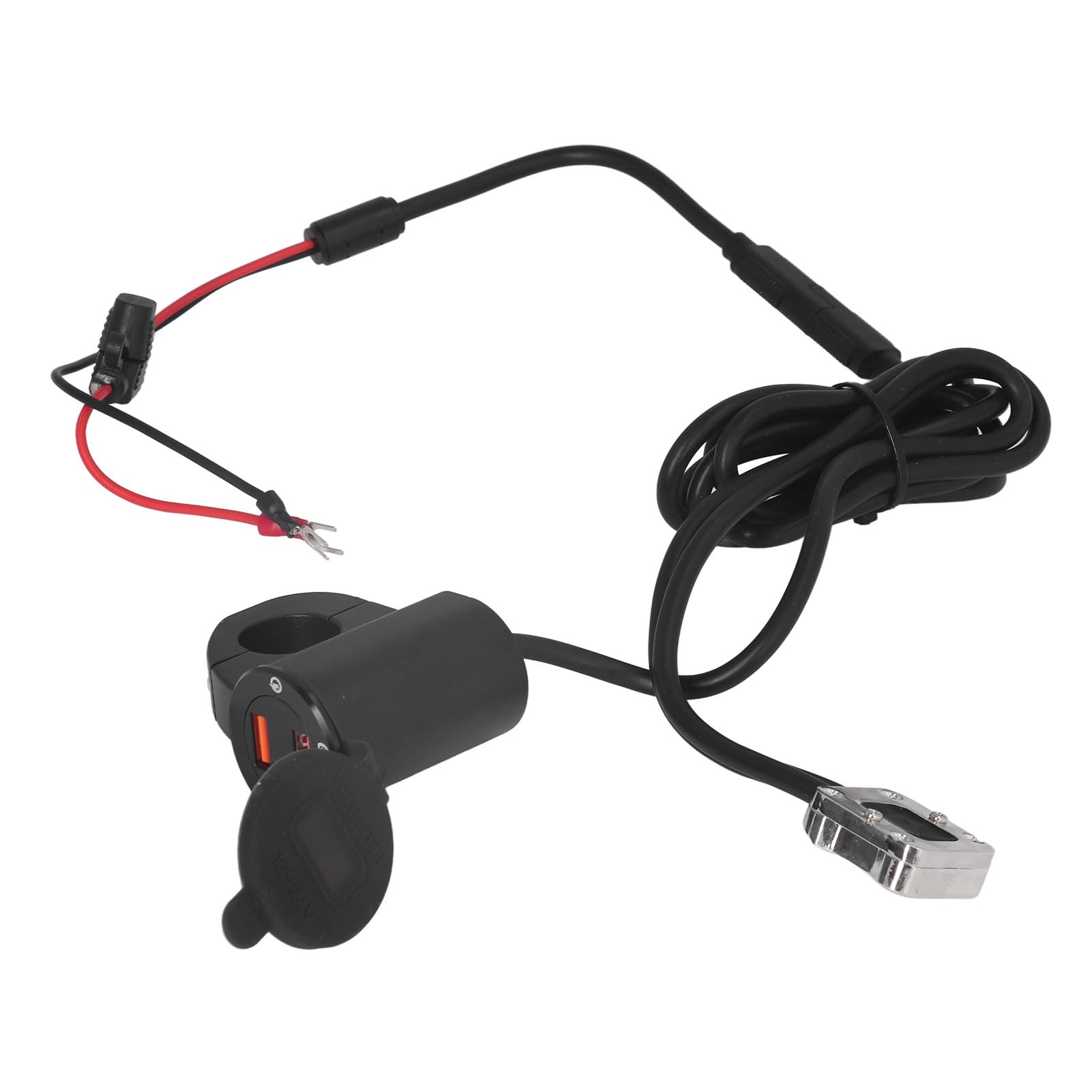 Kikumi Cargador de Teléfono Móvil para Motocicleta y Vehículo Eléctrico, Pantalla Digital de Voltaje QC3.0, Cargador USB Dual con Interruptor de Aleación de Aluminio