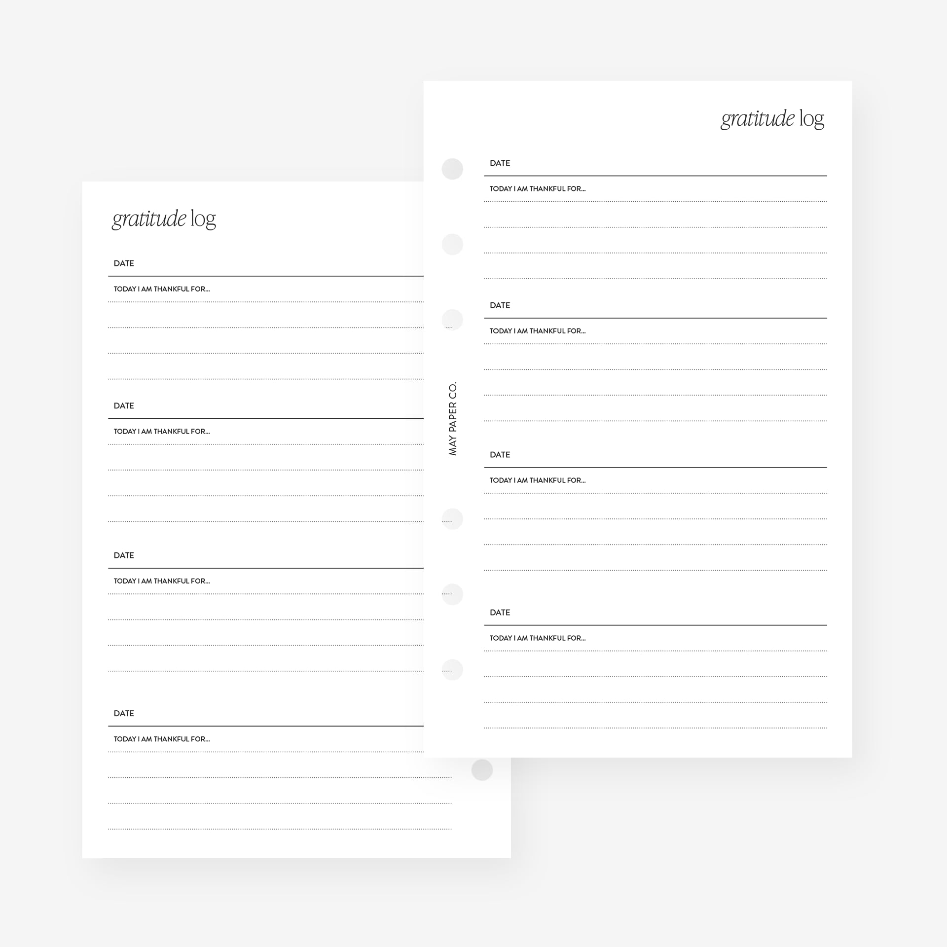 May Paper Co. Franklin Covey Compact Gratitude Log Planner Insert Agenda Refill for FC Compact 6 Hole Ringed Binders 4.25 x 6.75, White