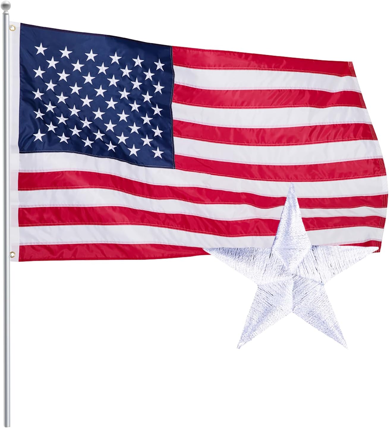 American Flag 6x10 Ft Heavy Duty Indoor Outdoor USA Flag with Embroidered Stars Sewn Stripes with 2Brass Grommets Long-Lasting Vibrant Colors Weatherproof & Fade Resistant for All Seasons