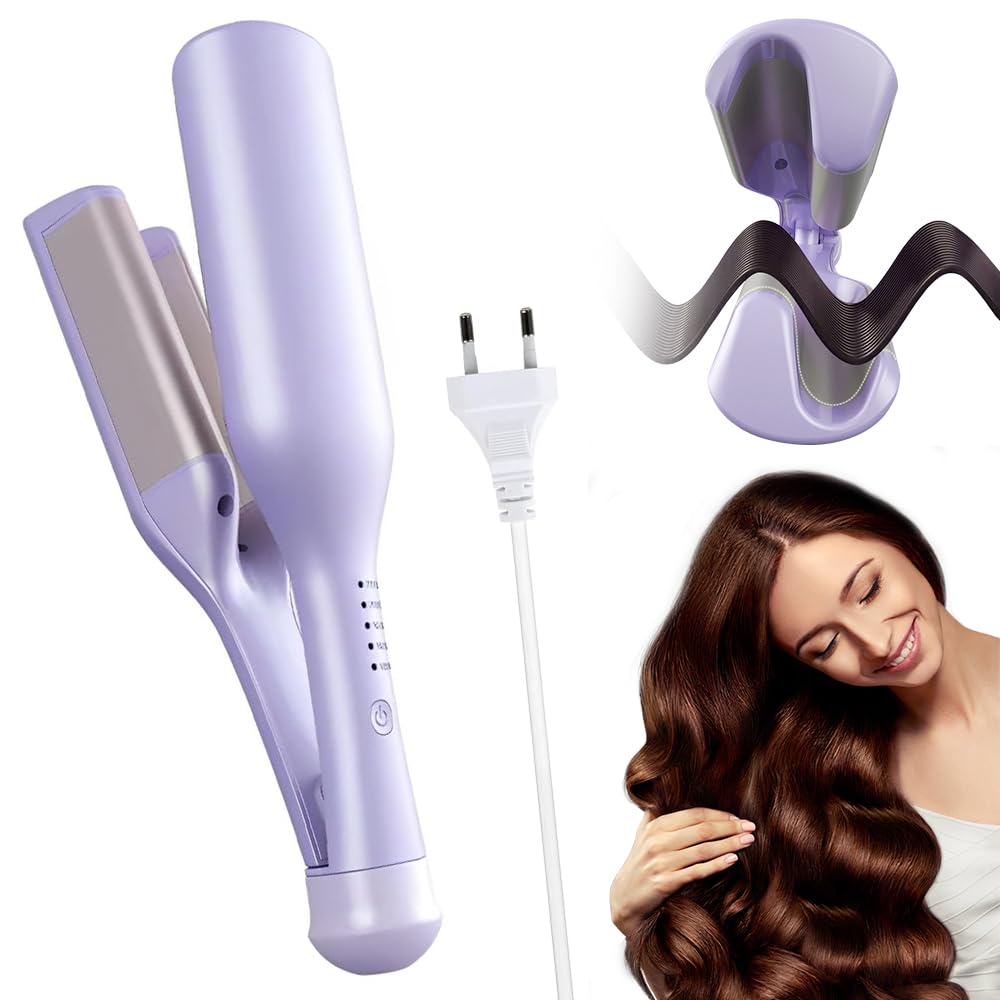 Fer à Onduler, 32mm Fer a Onduler Cheveux, Fers à Onduler Style Ondulé Avec 5 Températures Réglables, En Forme De V Friseur Cheveux, Fers à Onduler Pour Cheveux Longs Et Courts