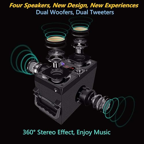 Miniatura 2 de Altavoz Bluetooth, Boombox Bluetooth portátil con 40 W (pico de 60 W) estéreo dual y tweeters duales altavoz inalámbrico para fiesta en casa, 2400