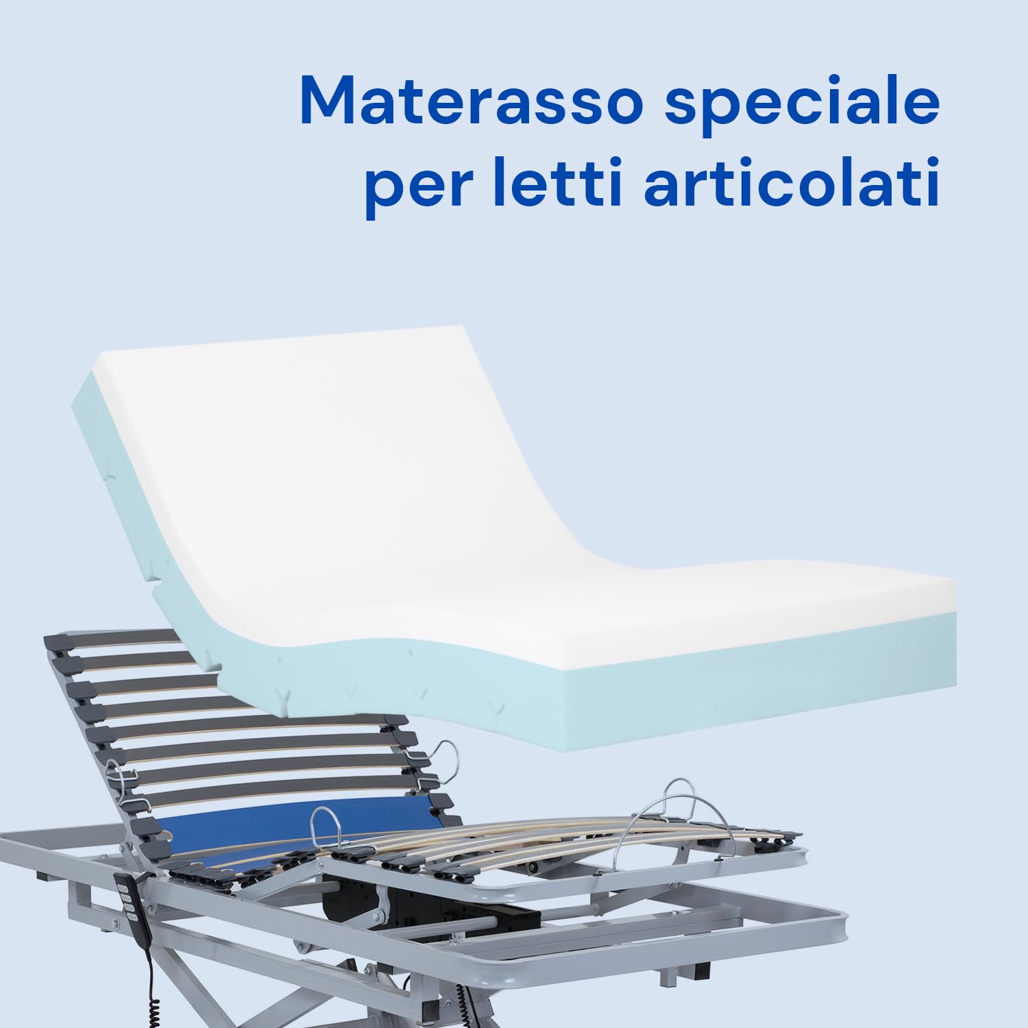 Geriafy - Materasso singolo antidecubito per ospedale articolato | 3 cm Viscoelastico | Tessuto sanitaria impermeabile (90x200)