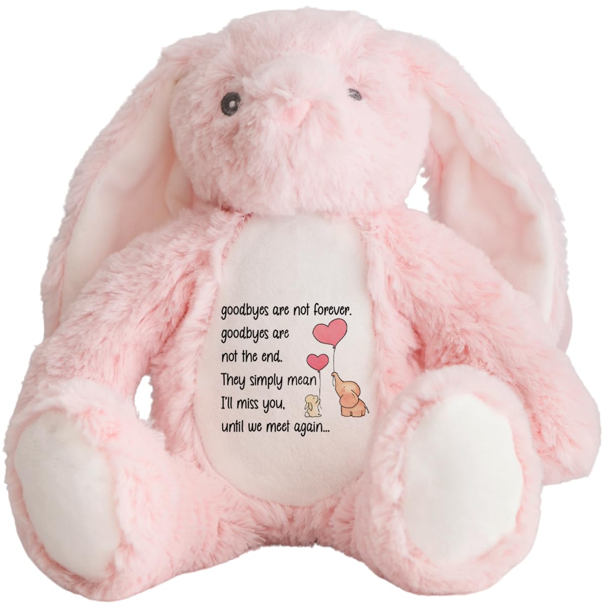 Personalised Bereavement Bunny Teddy Bear – Sympathy Gift for Grief and Loss – Customised Comfort Teddy for Someone Who Is Grieving – Thoughtful Gift for Bereavement Support (Goodbyes, Pink)