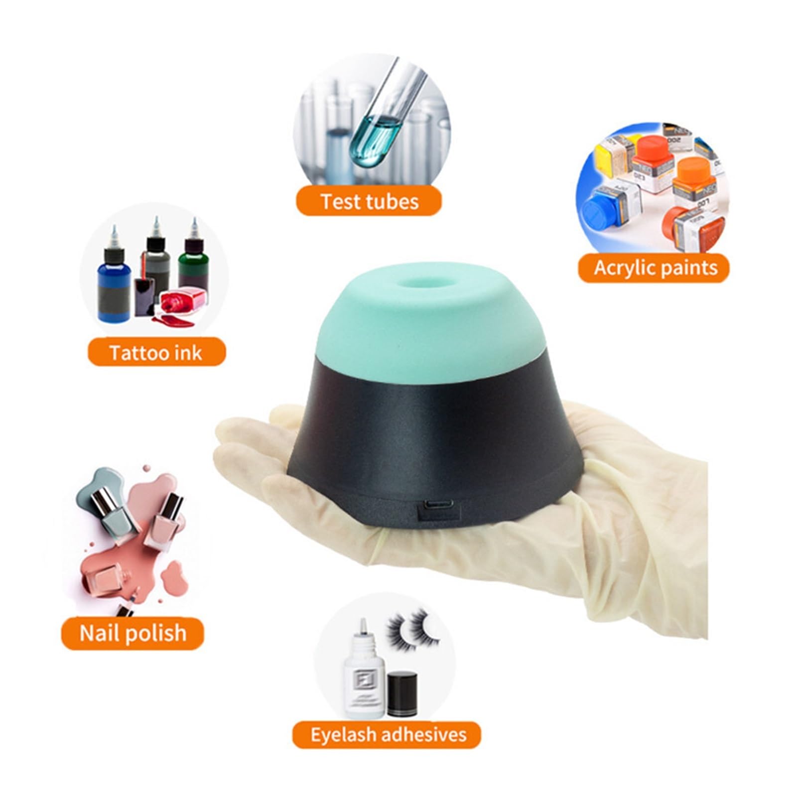 Mini-Mixer, elektrischer Flüssigkeits-Nagellack, Tattoo-Tinten-Shaker, 3000 U/min, Reagenzglas-Shaker, Labor-Mischmaschine(Noir)