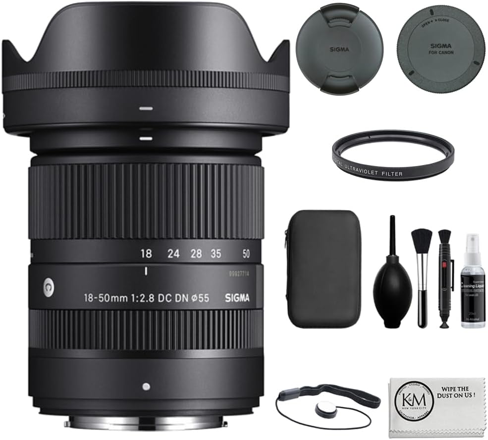 Sigma 18-50mm f/2.8 DC DN Contemporary Lens |FUJIFILM X Bundle with UV Filter + Photo Starter Kit (11 Pieces) + Microfiber Cleaning Cloth (4 Items)