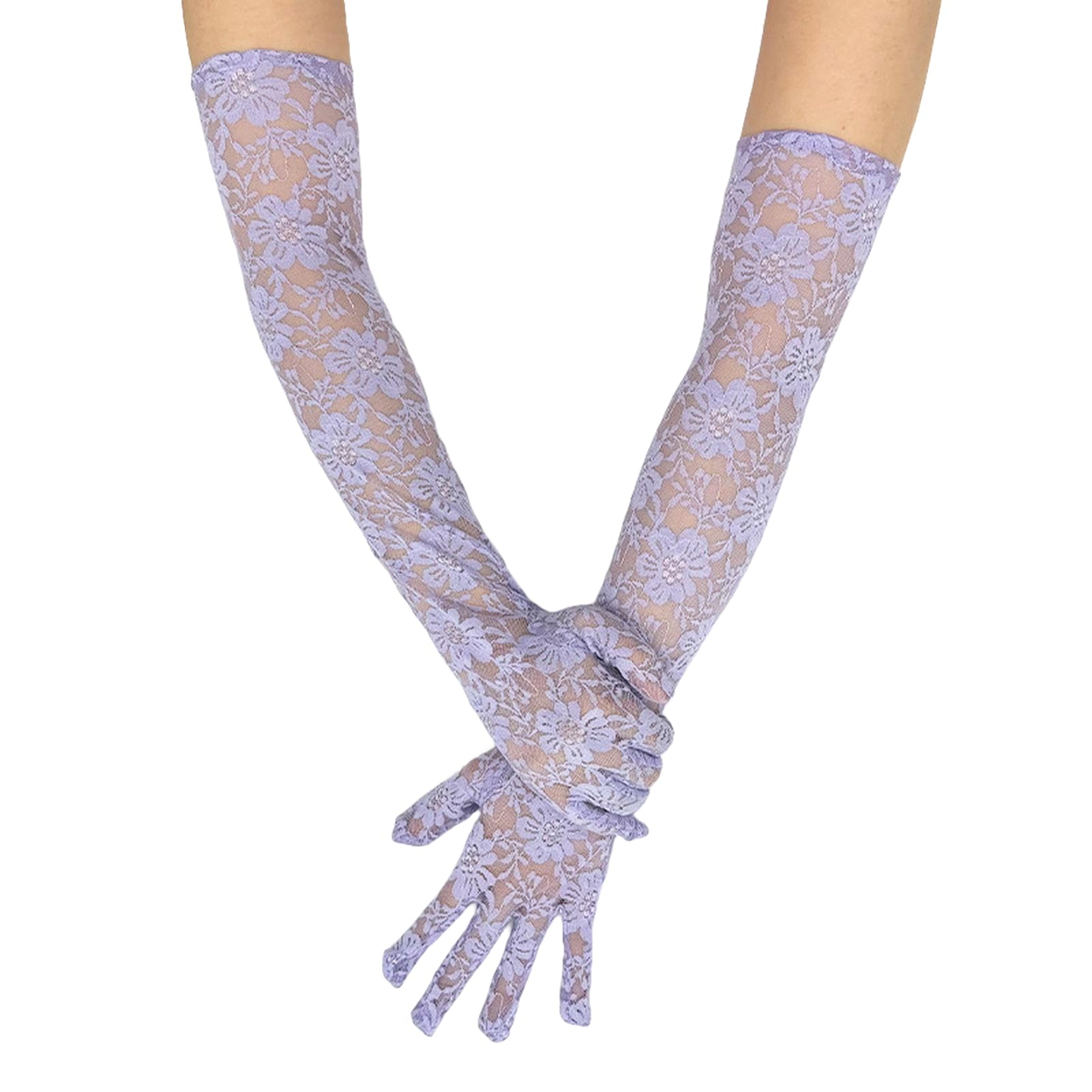 Stylish Long Lace UV Protection Gloves Women Driving Sun Defense Breathable Floral Design Multi Color Options