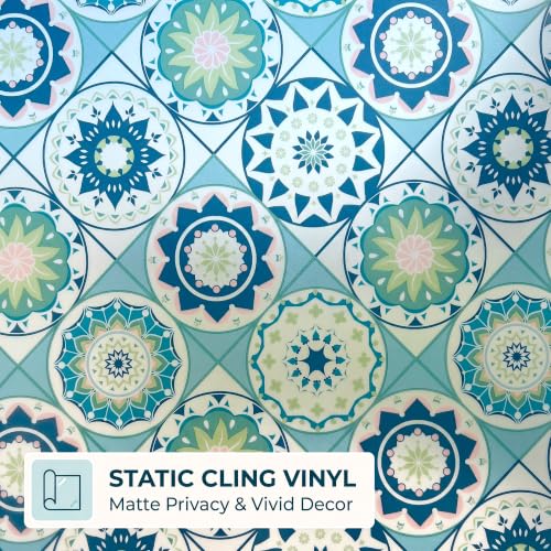 Vinilo decorativo para ventana estilo vidriera azul 17.5x78.7 pulg miniatura 3