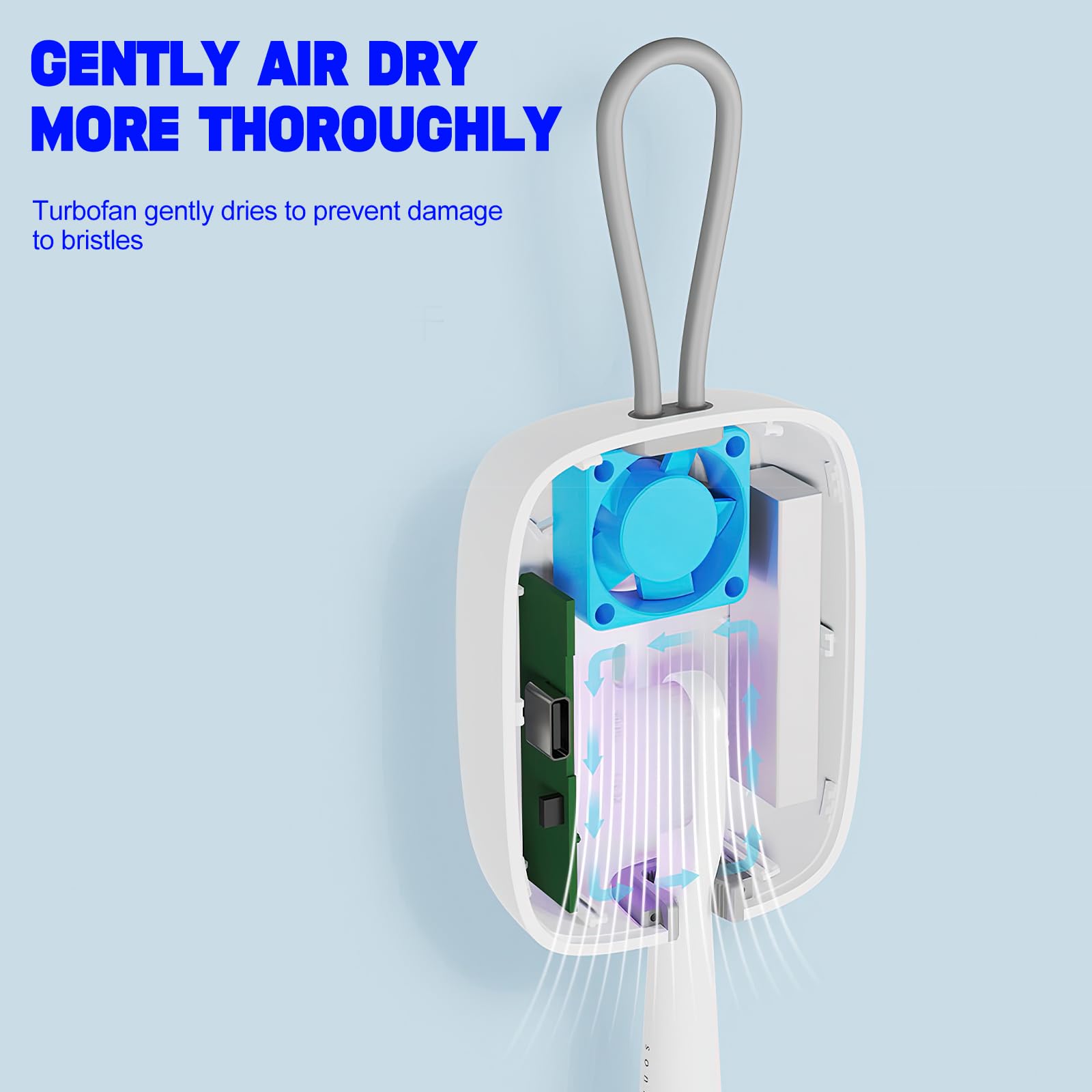 Custodia disinfettante per spazzolino da denti UV, mini disinfettante portatile con funzione di asciugatura, porta spazzolino ricaricabile, sterilizzatore per spazzolino da denti, per la casa