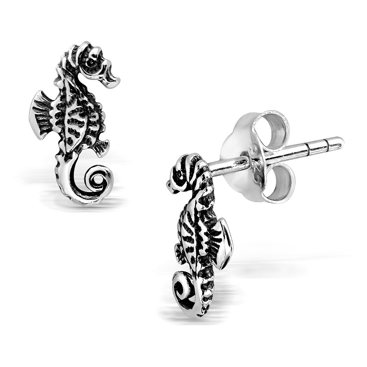 W | S WITHLOVE SILVER Pendientes de plata de ley 925 con diseño de caballito de mar
