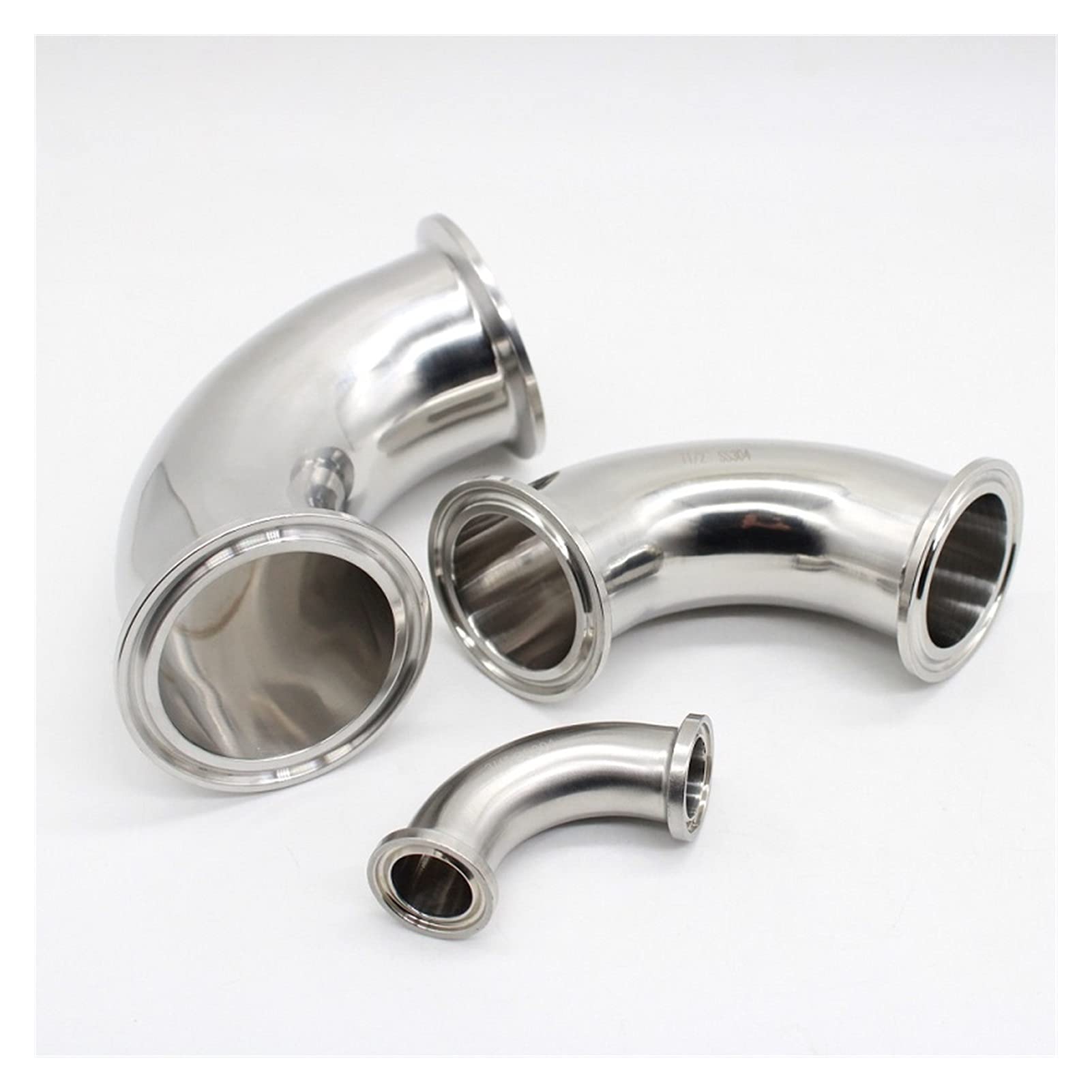 YANGQI yaoqijie Three Clip Codo de Acero Inoxidable SS304 316L 90 Codo de Grado 19MM-102mm Accesorios de pellizco caseros 3/4 "1" 1.5 "2" 2.5 "3" 4" Lasting