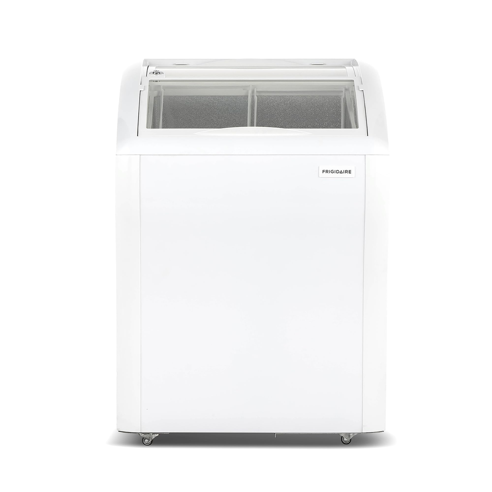 Photo 1 of Frigidaire Commercial Chest Freezer for Ice Cream and Frozen Foods, Store Displayer, Glass Top Storage Case, 4 Cu. Ft. Bin, Rolling Caster Wheels, Adjustable Temperature, Energy Efficient Cooling