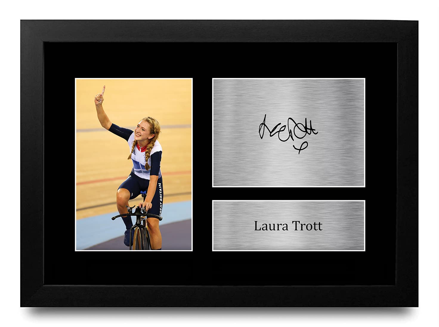 HWC Trading FR A4 Laura Trott Gifts Printed Signed Autograph Picture for Cycling Memorabilia Fans - A4 Framed