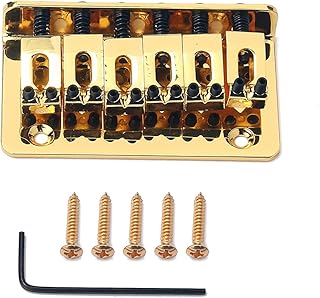 Alnicov 73mm Metal Fixed Hardtail Saddle Bridge Top Load Guitar Tailpiece for 6 Strings Electric Guitar Gold