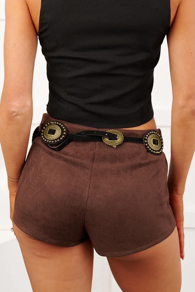 Western Belts For Woman Concho Boho Belt Faux Leather Thin Belts For Country Concert Nashville Outfits