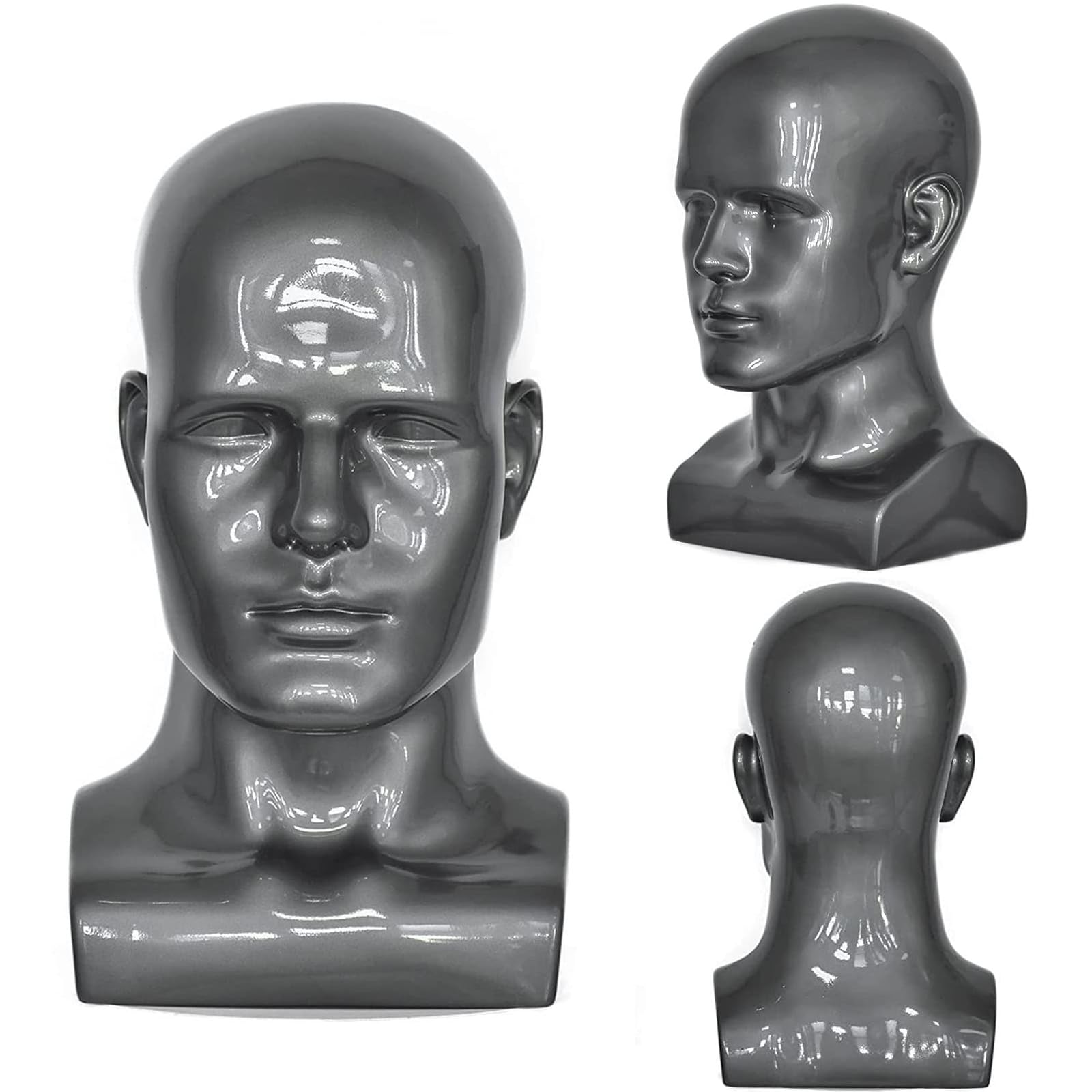 SK-QACD Male Mannequin Head Professional Cosmetology Manikin Head for Display Headset Headphone, Game Console, Hats