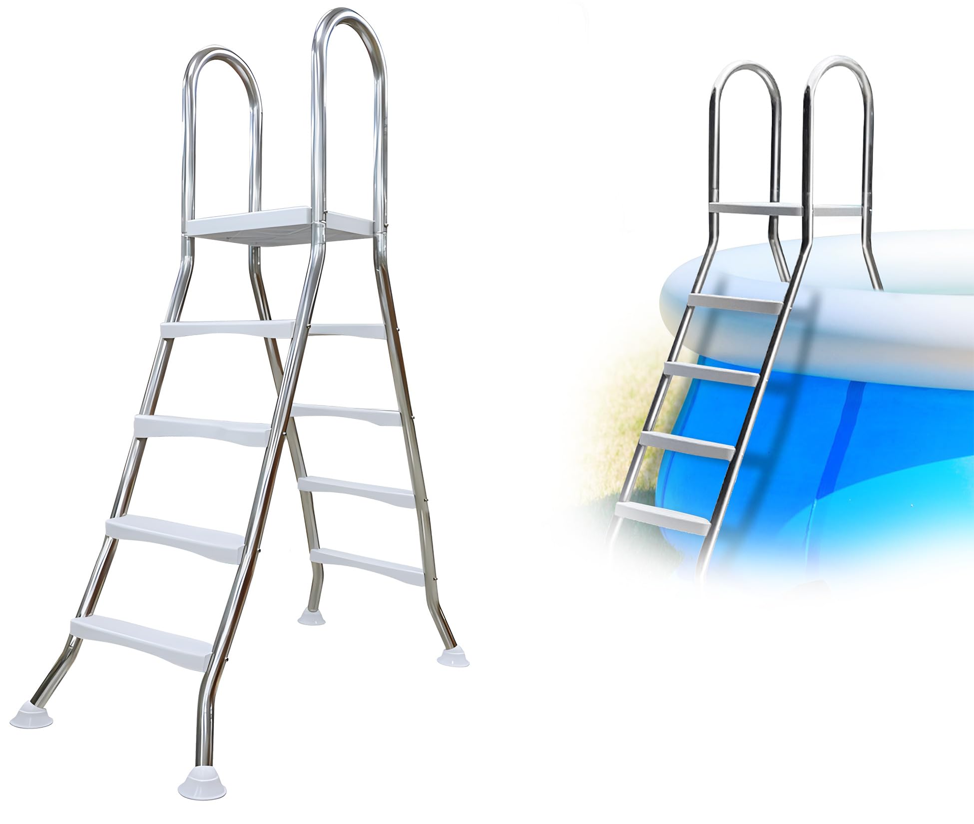 Scaletta per Piscina Fuori Terra, Scaletta in Acciaio Inox per Piscina Fuori Terra, Scaletta Scale per Piscina Fuori Terra, Scale per Piscina, Carico 250kg