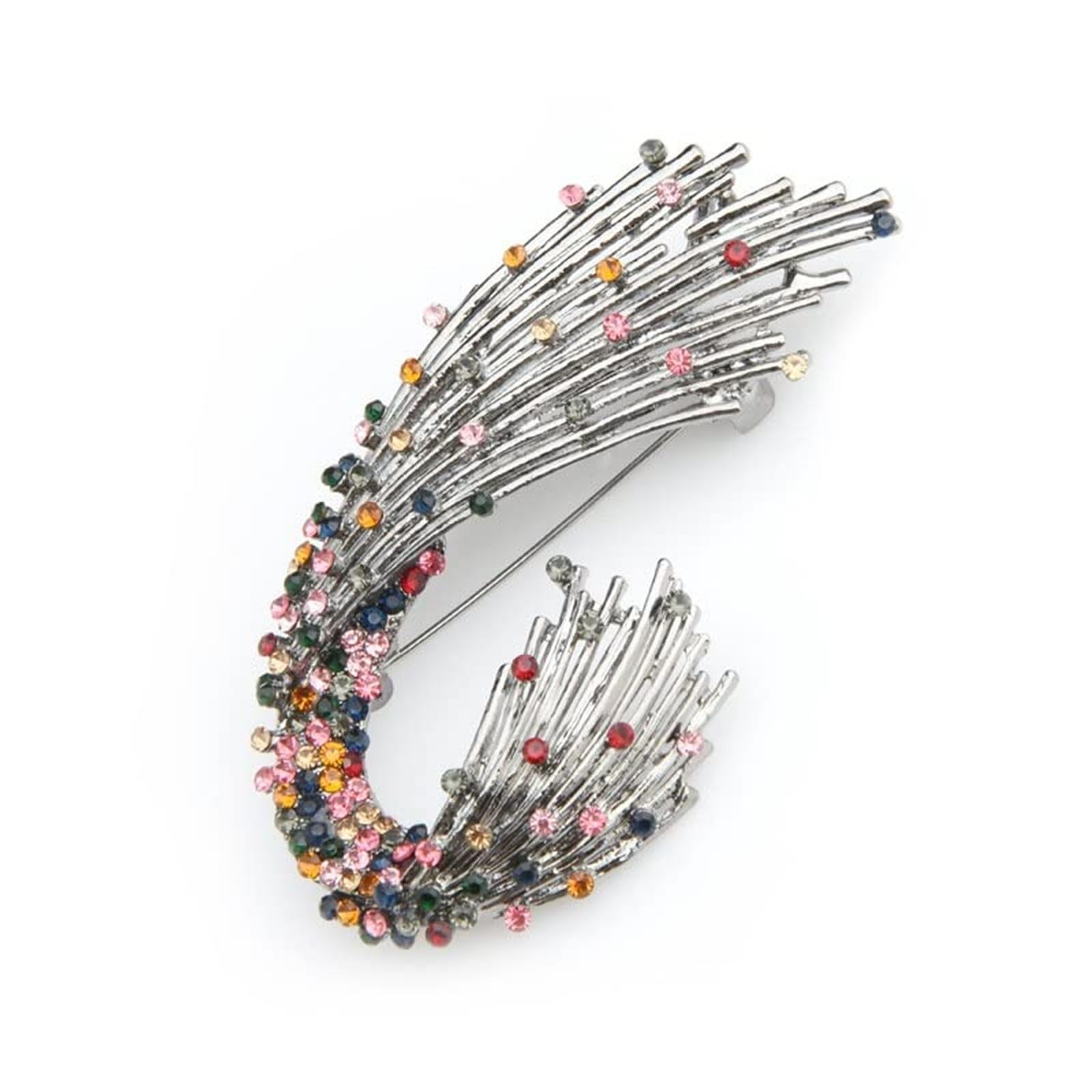 Broche geométrico multicolor con diamantes de imitación para mujer, accesorio refinado para bodas, fiestas y uso diario