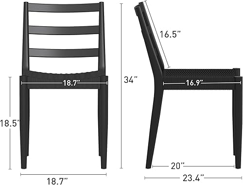 Miniatura 2 de Bonzy Home Juego de 4 sillas de comedor de madera, sillas de comedor con asiento tejido y patas de madera maciza, silla de cocina sin brazos con