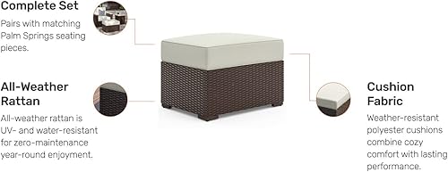 Miniatura 8 de Homestyles 6800-90 Palm Springs - Otomana para exteriores, 1 asiento, color marrón