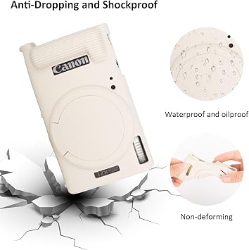 kinokoo Case for Canon IXUS 285 HS, Soft Silicone Protection Cover Fit for Canon IXUS 285 HS/IXUS 285 HS A Camera with Detachable Lens Cap, Anti-Slip&Scratch-Resistant, Easy to Carry - Off White