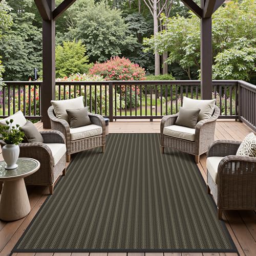 Image of GENIMO Outdoor Rug, Waterproof Plastic Rugs for Patio, 6'x9' Ebony Brown